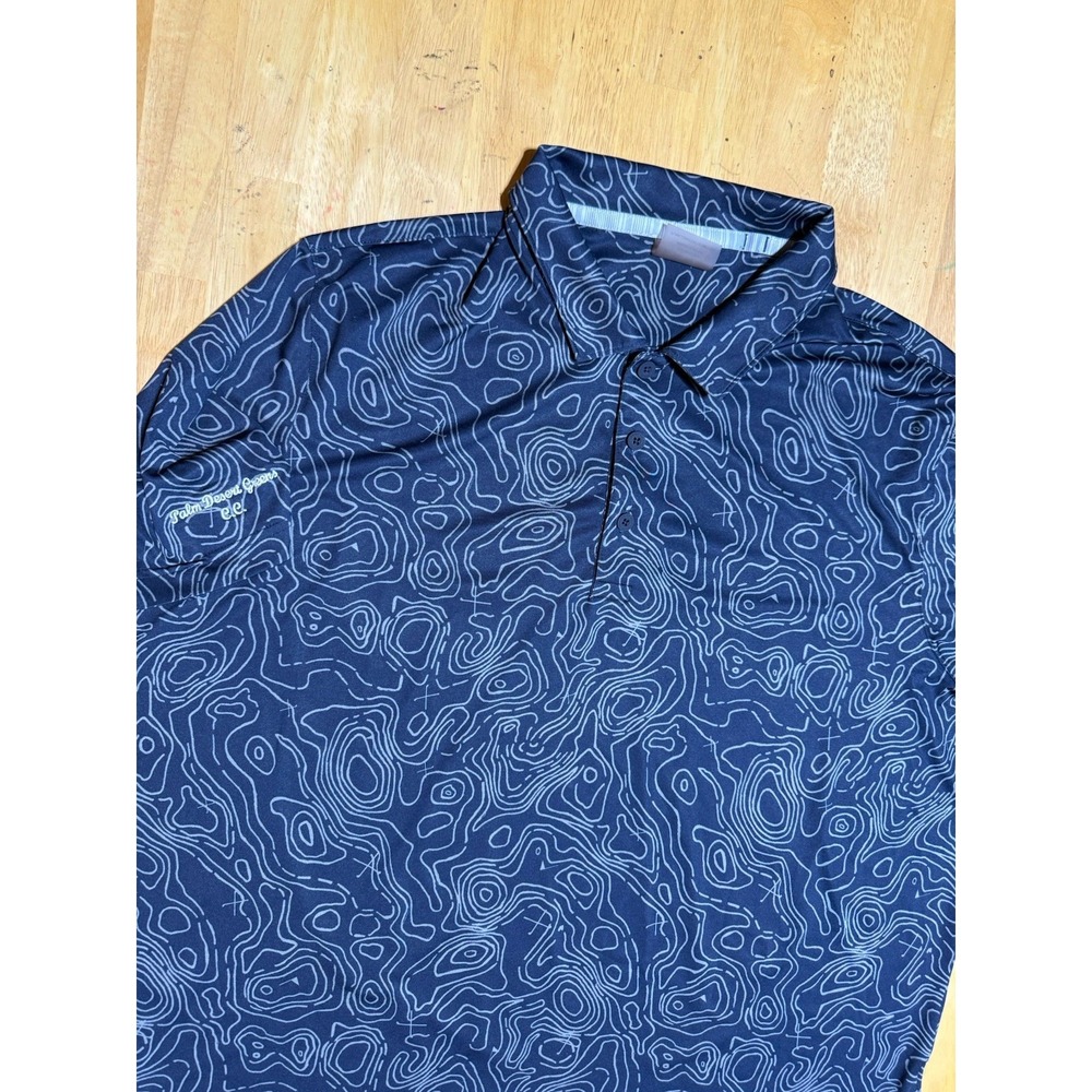 Puma Golf Polo Mens XL Navy Topographic Map Print Performance Shirt Topo